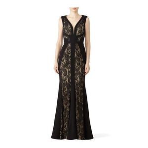 LM COLLECTIONS Black Gown Cocktail Lace Maxi Dress US 2